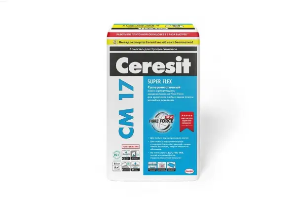 Клей для плитки высокоэластичный Ceresit СМ 17, 25кг