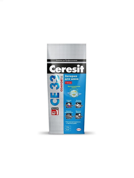 Затирка Ceresit СЕ 33 для узких швов, голубой (2кг)