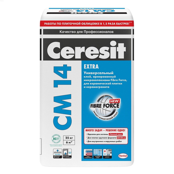 Клей Ceresit CМ 14 Extra для плитки, 25кг