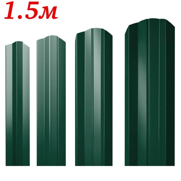 Евроштакетник М-образный Зеленый RAL 6005 односторонний 1,5м